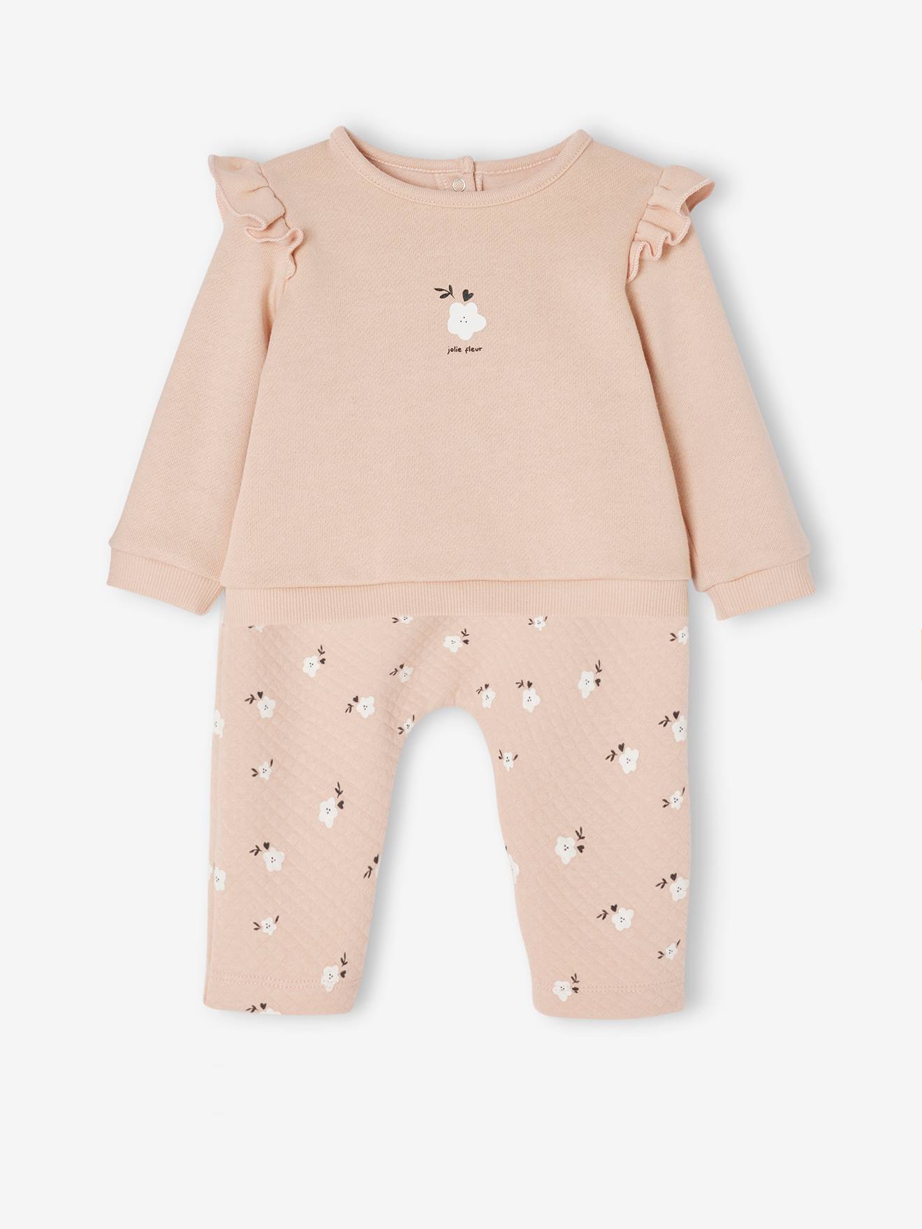 Ensemble bébé sweat et pantalon rose nude