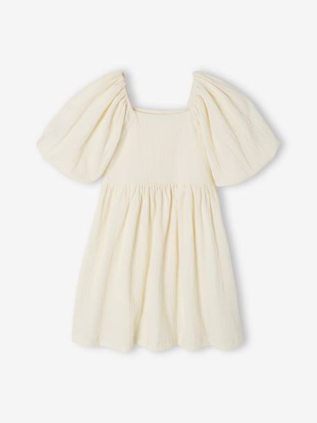 Robe cérémonie smocks dos fille en tissu reliéfé rose pâle+vanille+vert sauge 5 - vertbaudet enfant 