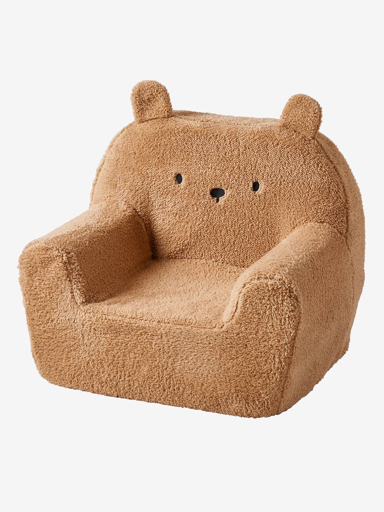 Fauteuil en mousse et sherpa Ourson camel