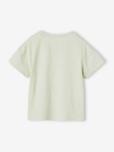 T-shirt fille animation relief et détails irisés fille abricot+bleu ciel+encre+rayé marine+vert amande 15 - vertbaudet enfant 