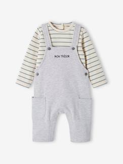 Vêtements bébé et enfants à personnaliser-Ensemble bébé T-shirt et salopette en molleton personnalisable