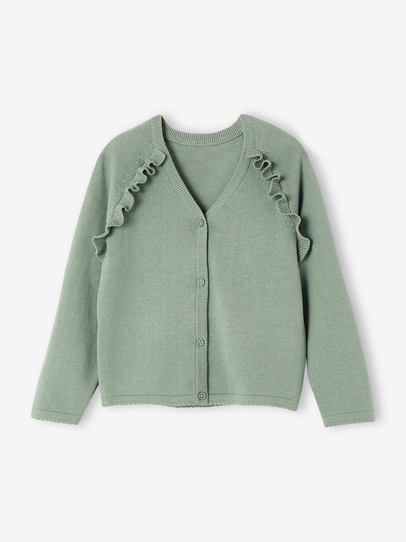 Gilet à volants cérémonie fille vert sauge