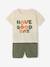 Ensemble T-shirt imprimé + short baggy bébé blanc+kaki 10 - vertbaudet enfant 