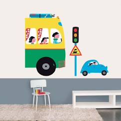 -Stickers muraux Bus et voitures - DRAEGER PARIS - Multicolore - Enfant - Décoration murale