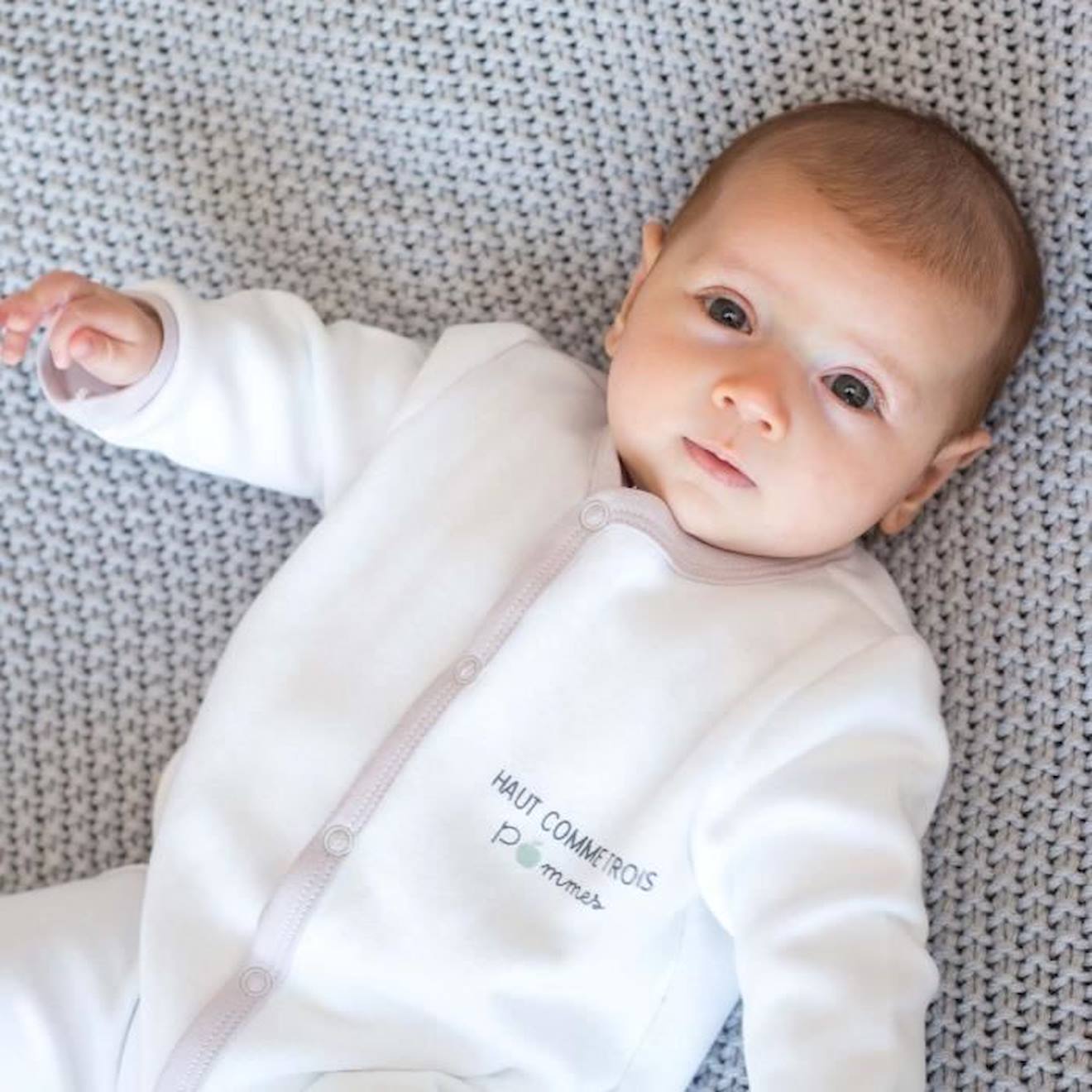 Pyjama naissance fille - 3 petits coeurs blanc Trois Kilos Sept