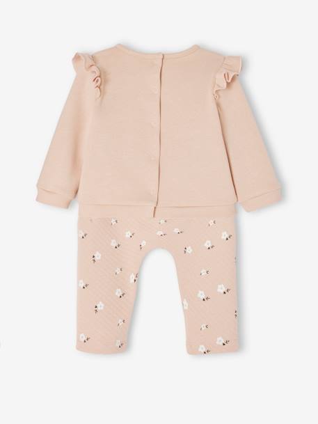 Ensemble bébé sweat et pantalon argile+écru+gris chiné+rose nude 25 - vertbaudet enfant 