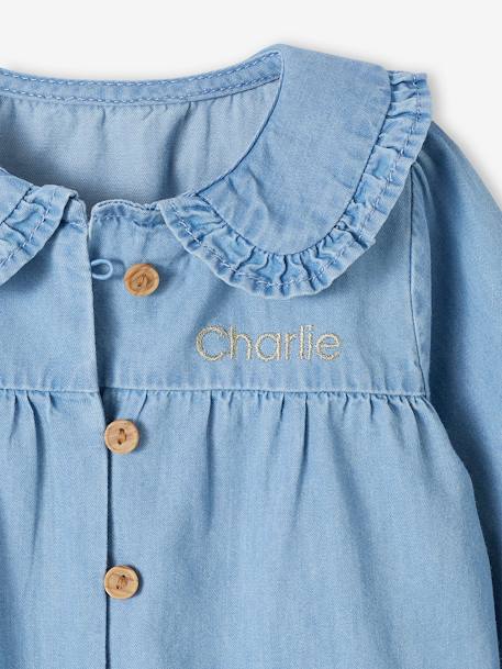 Blouse bébé fille en denim léger personnalisable denim bleached 4 - vertbaudet enfant 