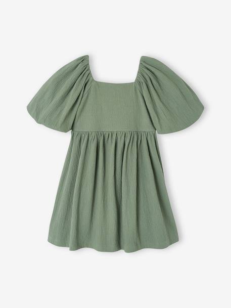 Robe cérémonie smocks dos fille en tissu reliéfé rose pâle+vanille+vert sauge 11 - vertbaudet enfant 