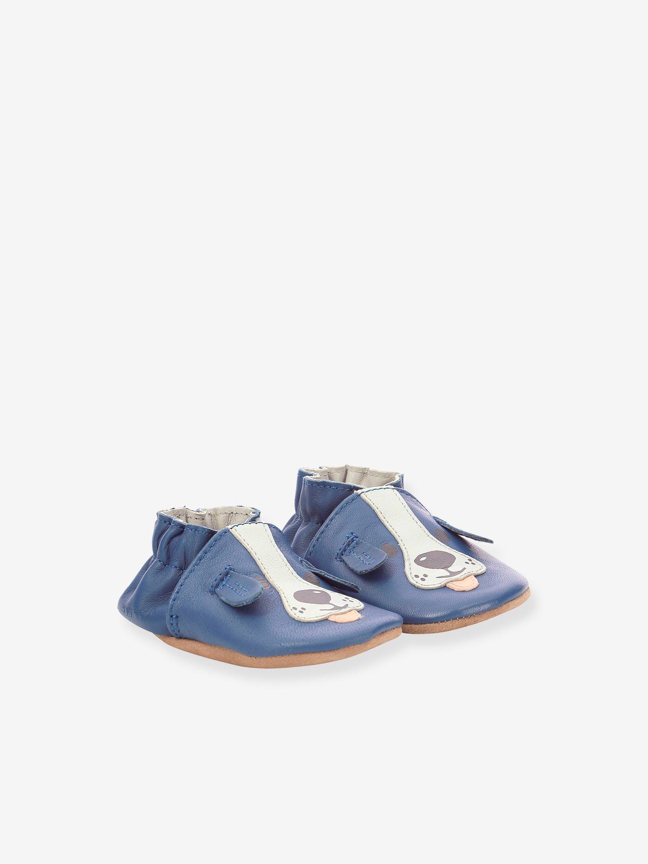 Chaussons Cuir Souple Bébé Sweety Dog © Bleu