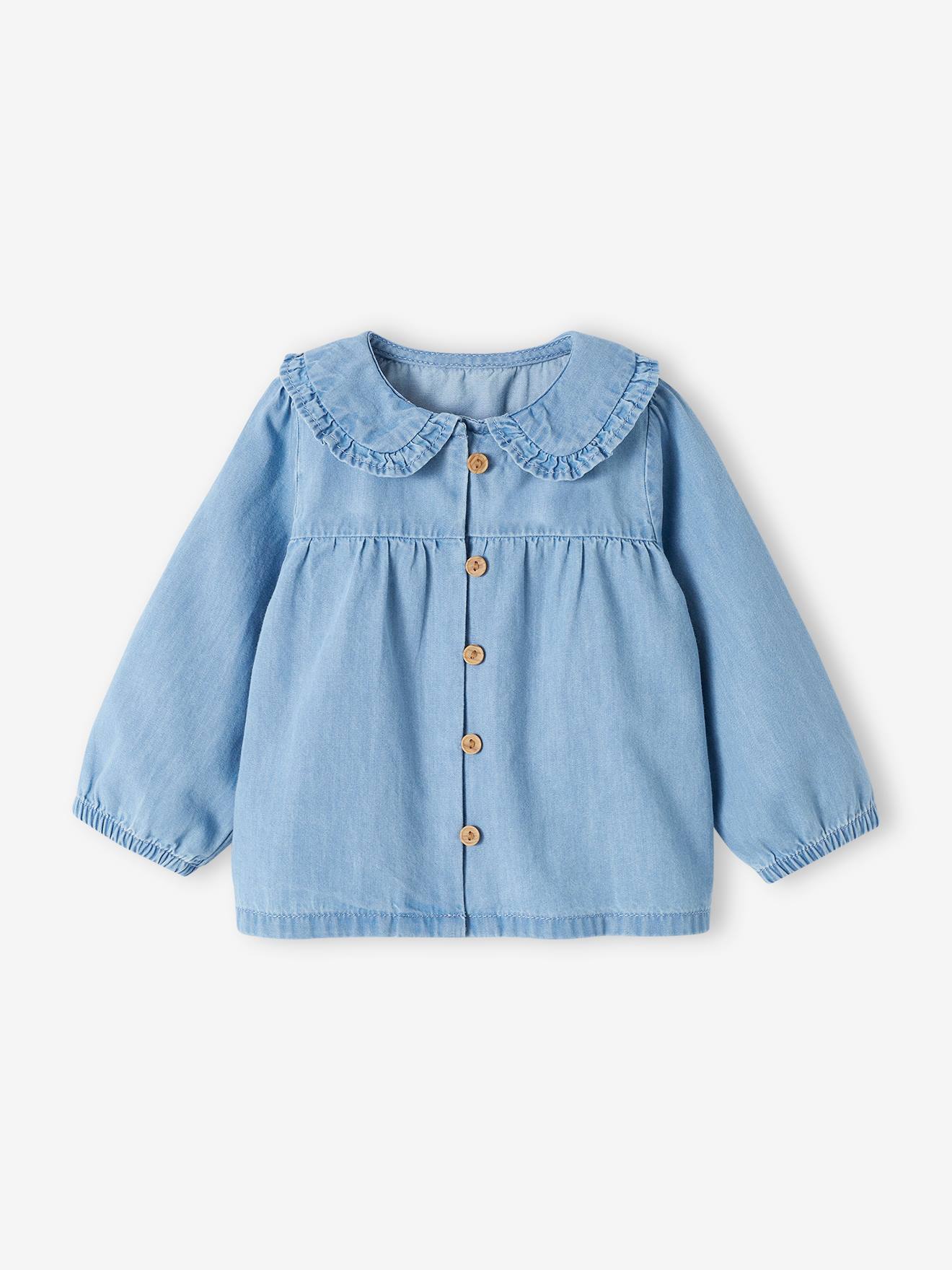 Blouse en denim léger bébé personnalisable denim bleached