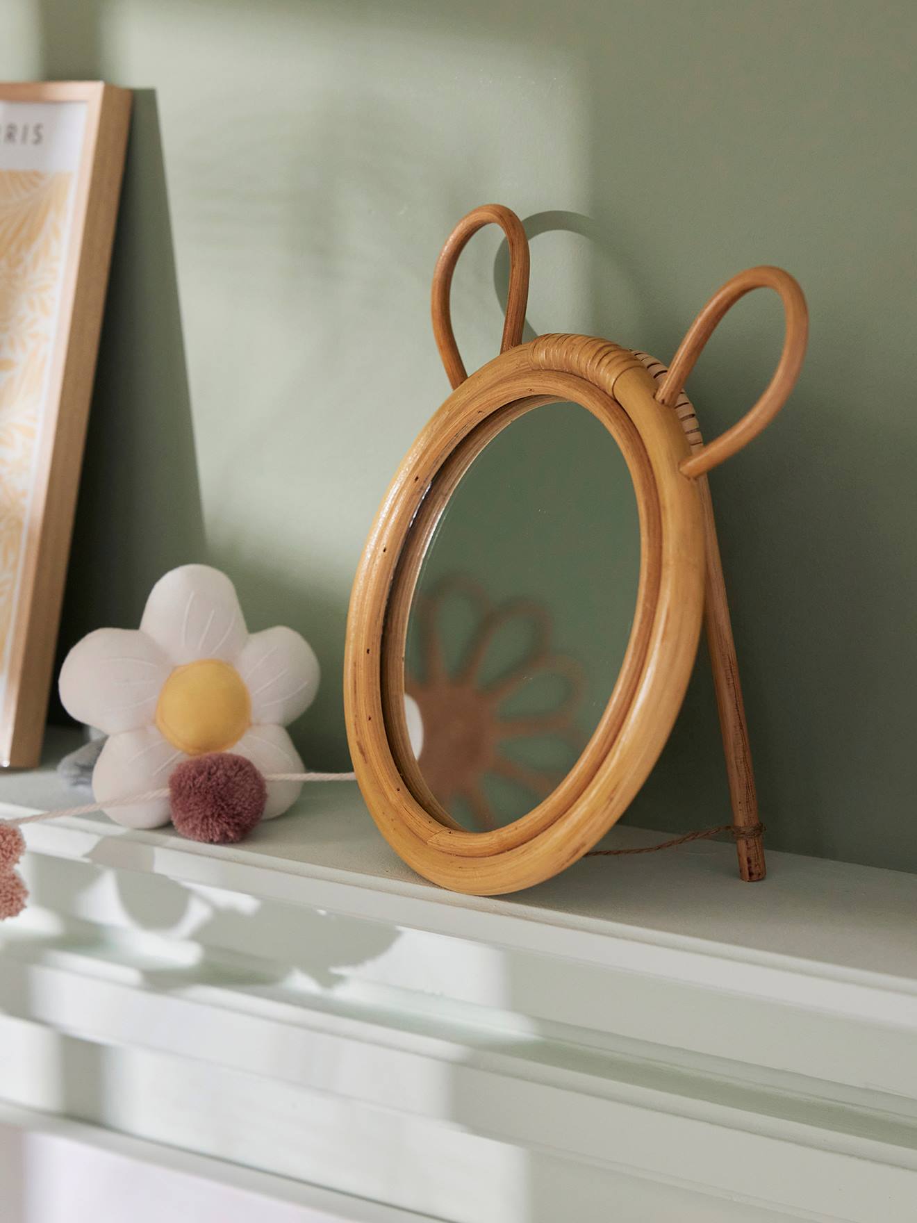 Miroir en rotin Ourson à poser (Vertbaudet) - Image 2