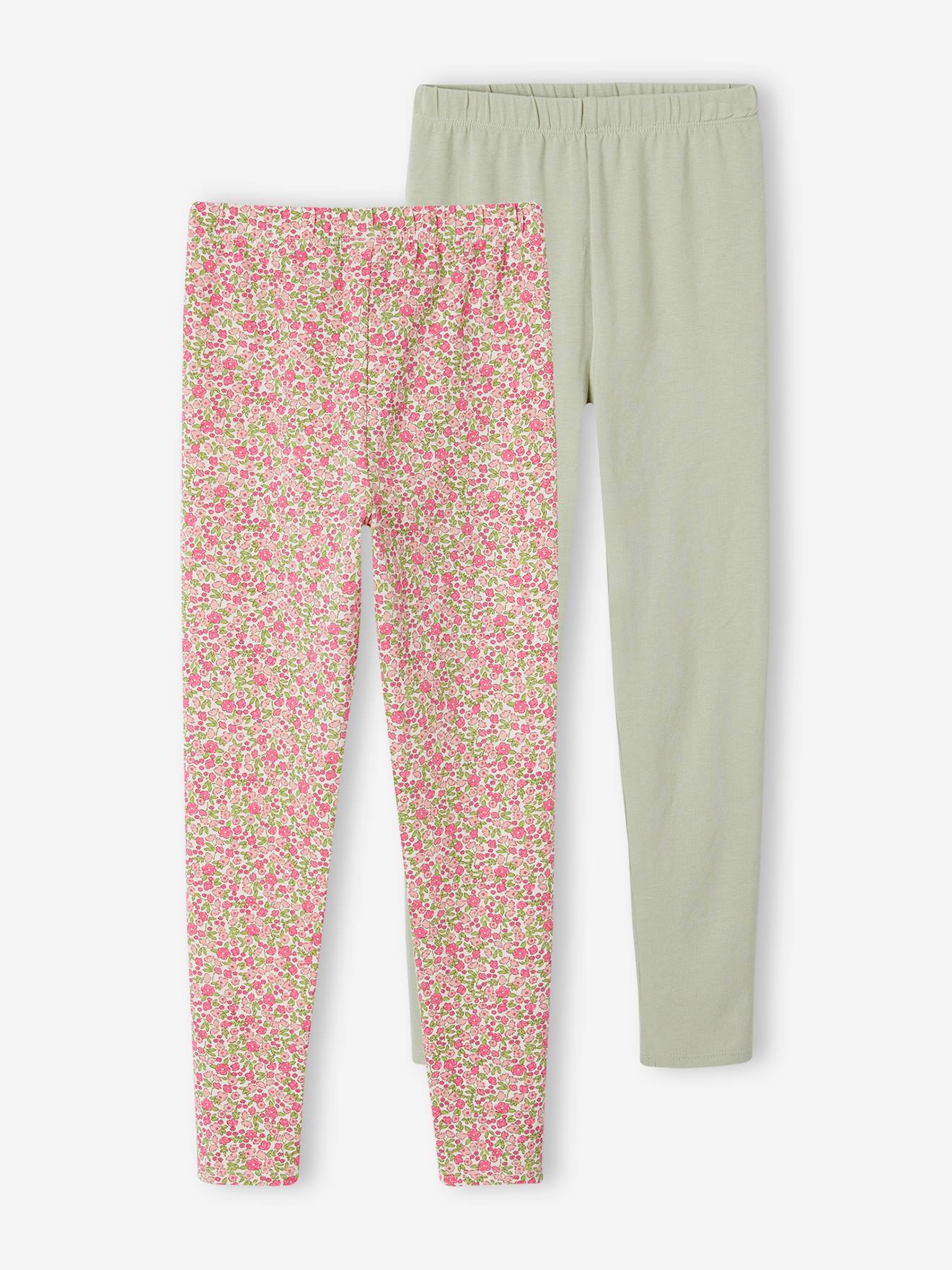 Lot de 2 leggings BASICS fille vert sauge