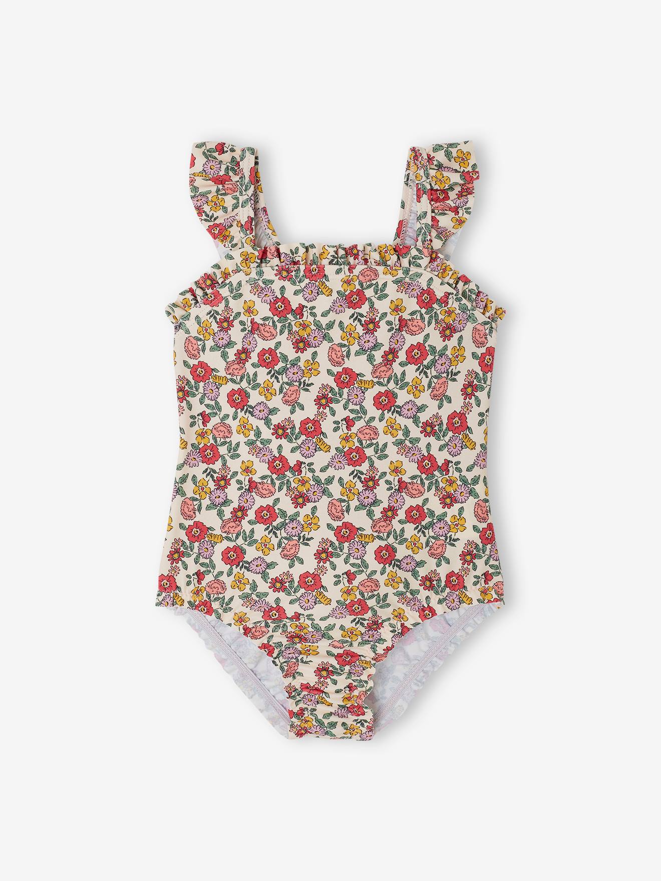 Maillot de bain 1 pièce bébé fille fleurs rose