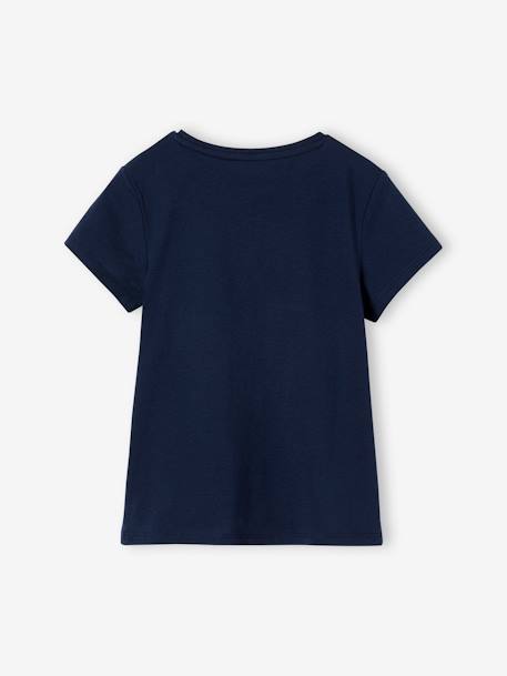 Tee-shirt à message Basics fille bleu ciel+corail+fraise+marine+rose bonbon+rouge+vanille+vert sapin 15 - vertbaudet enfant 