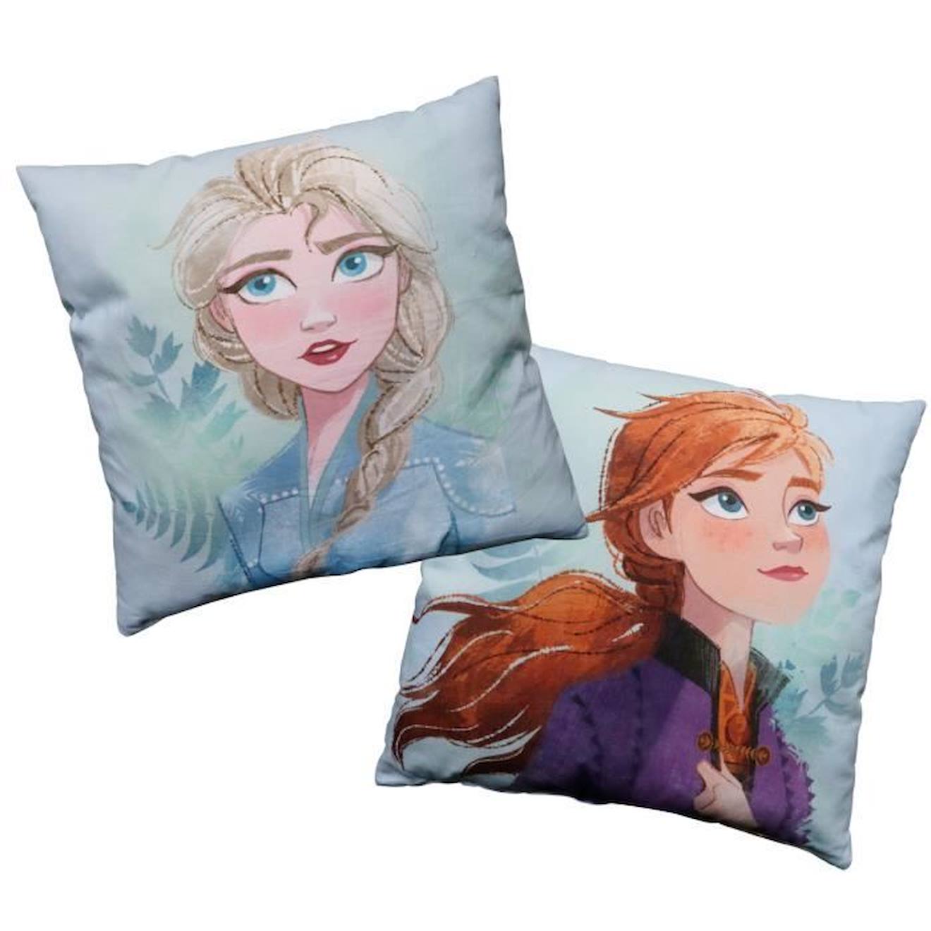 Disney - Coussin Imprimé 100% Coton - Disney Frozen 2 Sisters - 40x40 Cm - Bleu - Naturelle - Carré Bleu