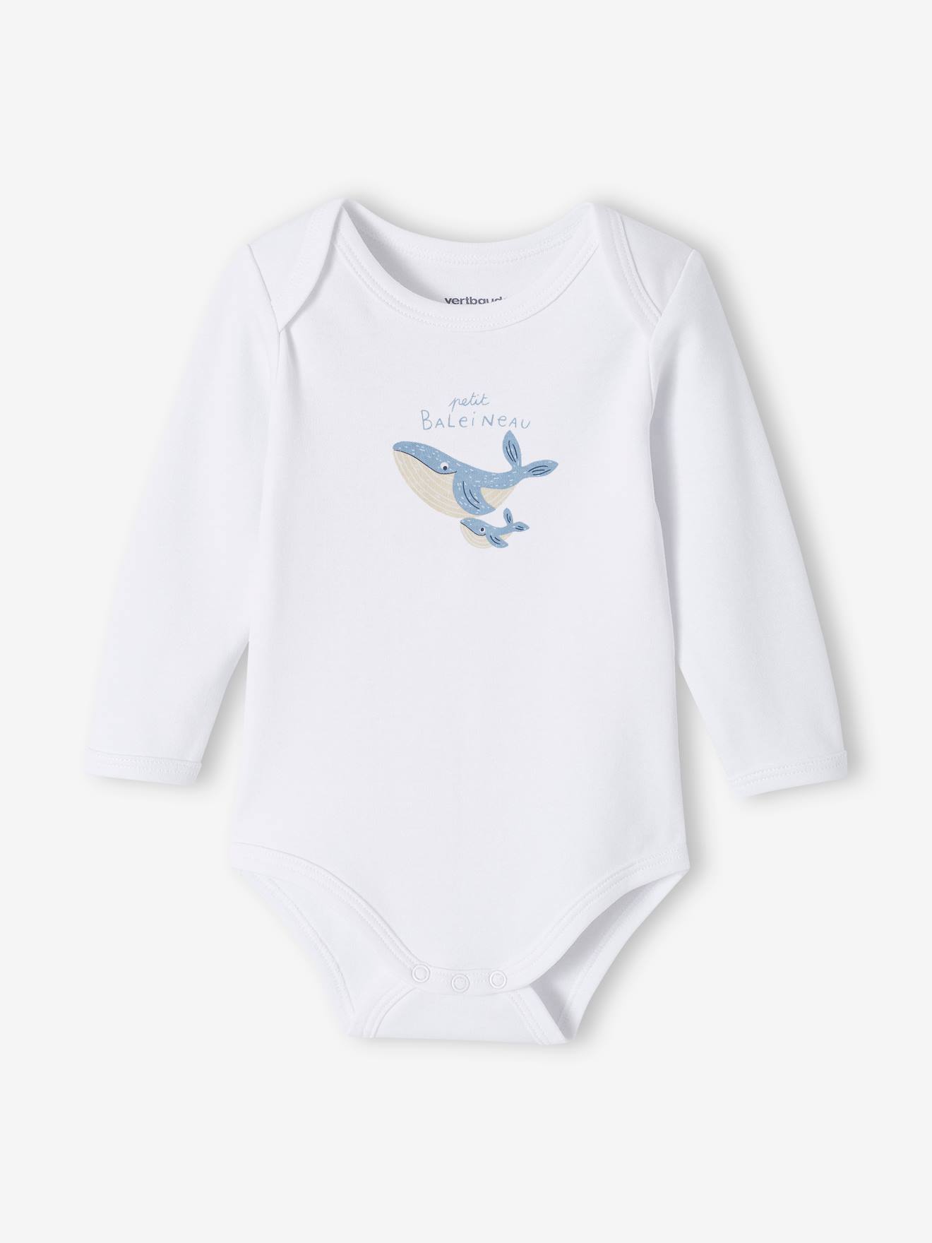 Lot de 5 bodies manches longues bébé emmanchure US en coton Bio bleu nuit (Vertbaudet) - Image 1
