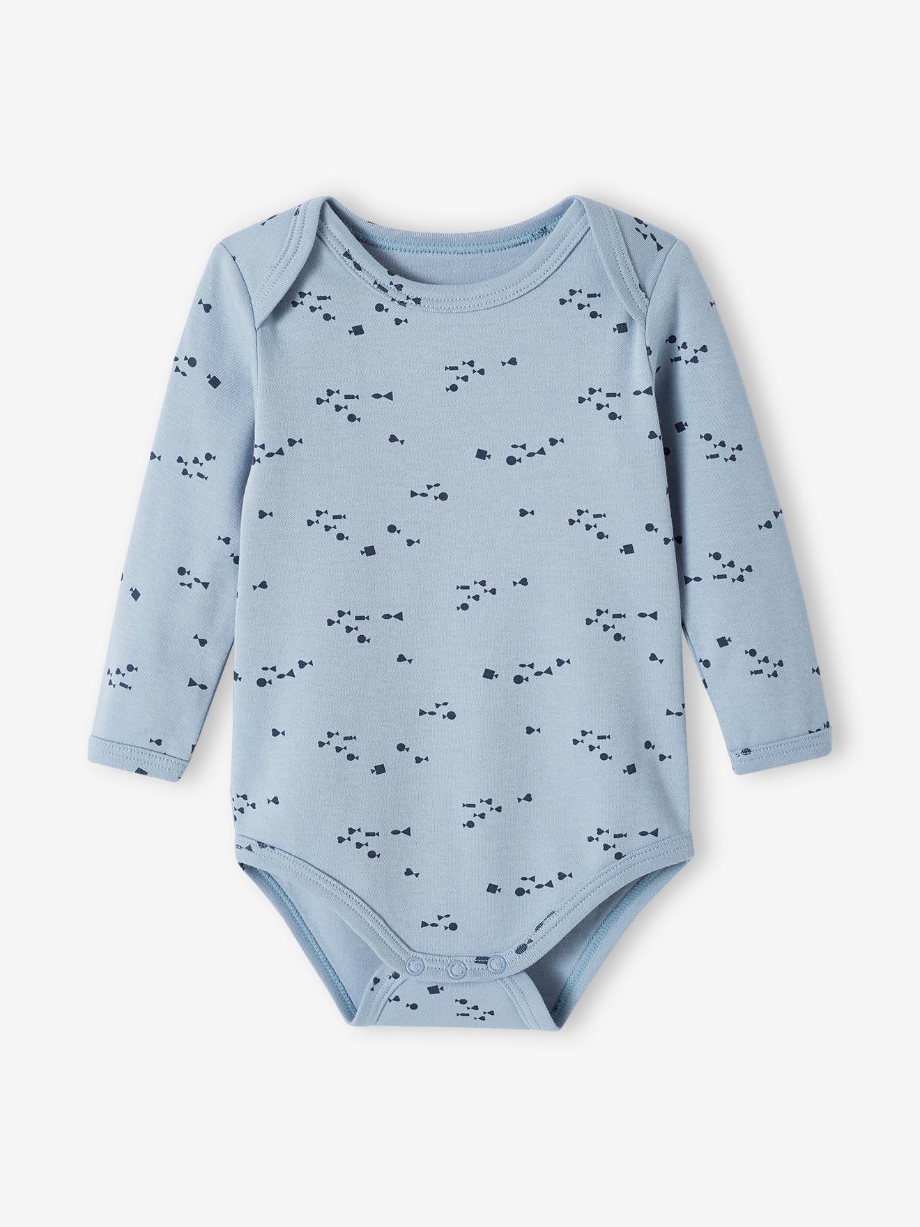 Lot de 5 bodies manches longues bébé emmanchure US en coton Bio bleu nuit (Vertbaudet) - Image 2