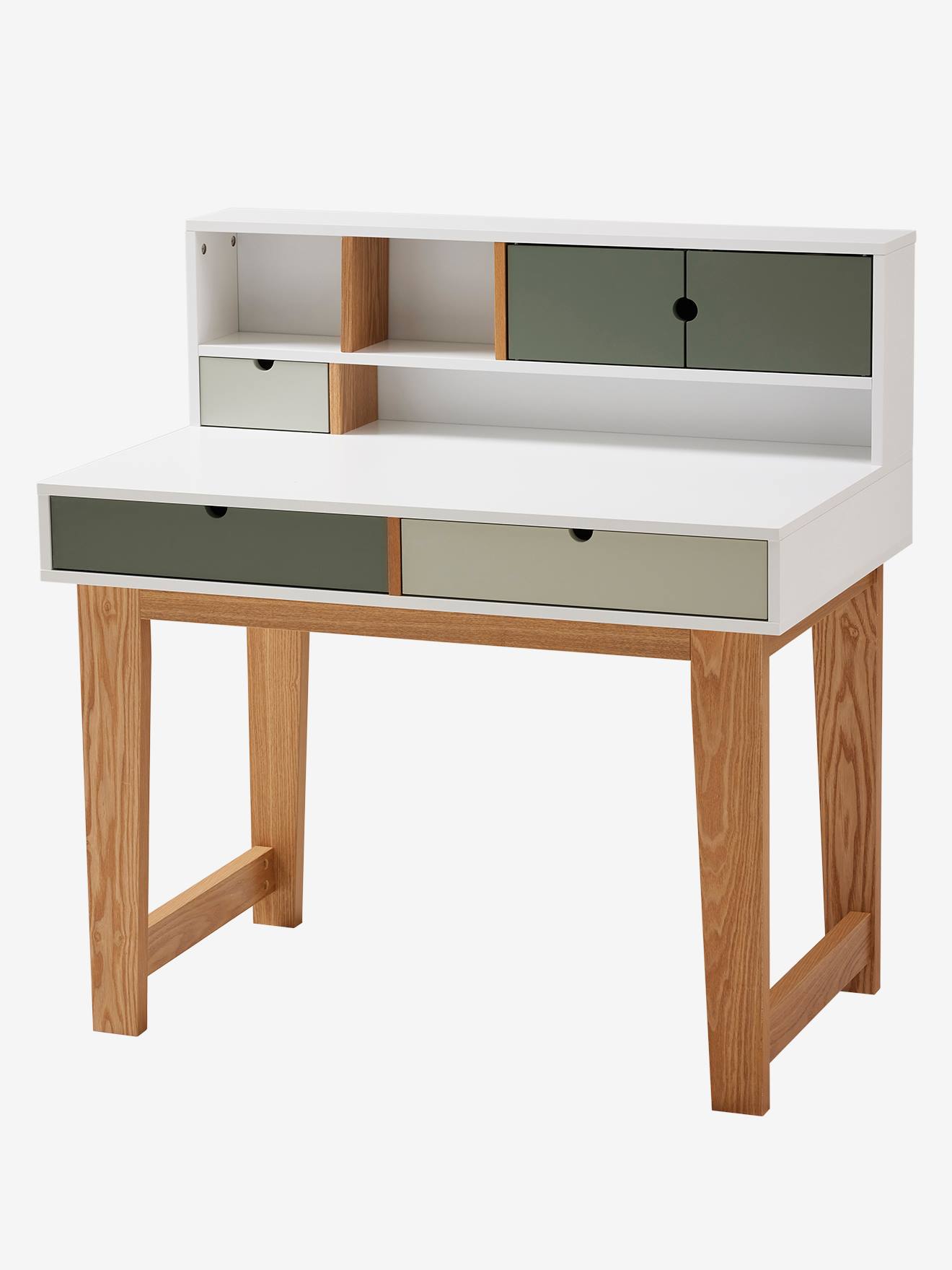Bureau enfant LIGNE OSLO vert moyen uni avec decor