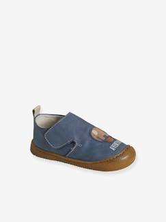 -Chaussons à scratchs bébé en cuir souple