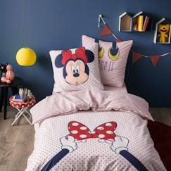 Linge de maison et décoration-Linge de lit enfant-Housse de couette-Parure de lit imprimée 100% coton - DISNEY MINNIE 140x200+65x65cm