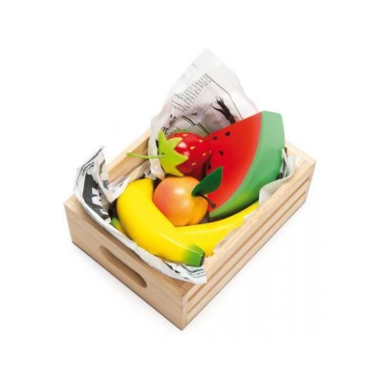Panier De Fruits En Bois - Le Toy Van - Tv183 - Rouge, Vert, Jaune Et Orange Rouge