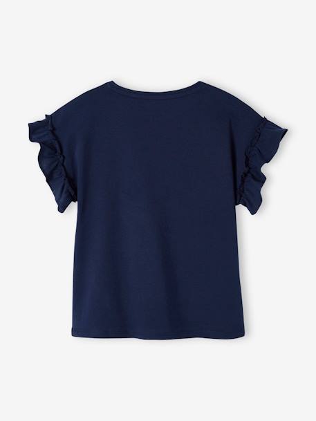 T-shirt fille motif fantaisie manches courtes volantées anthracite+jaune pâle+marine+rose pâle 11 - vertbaudet enfant 