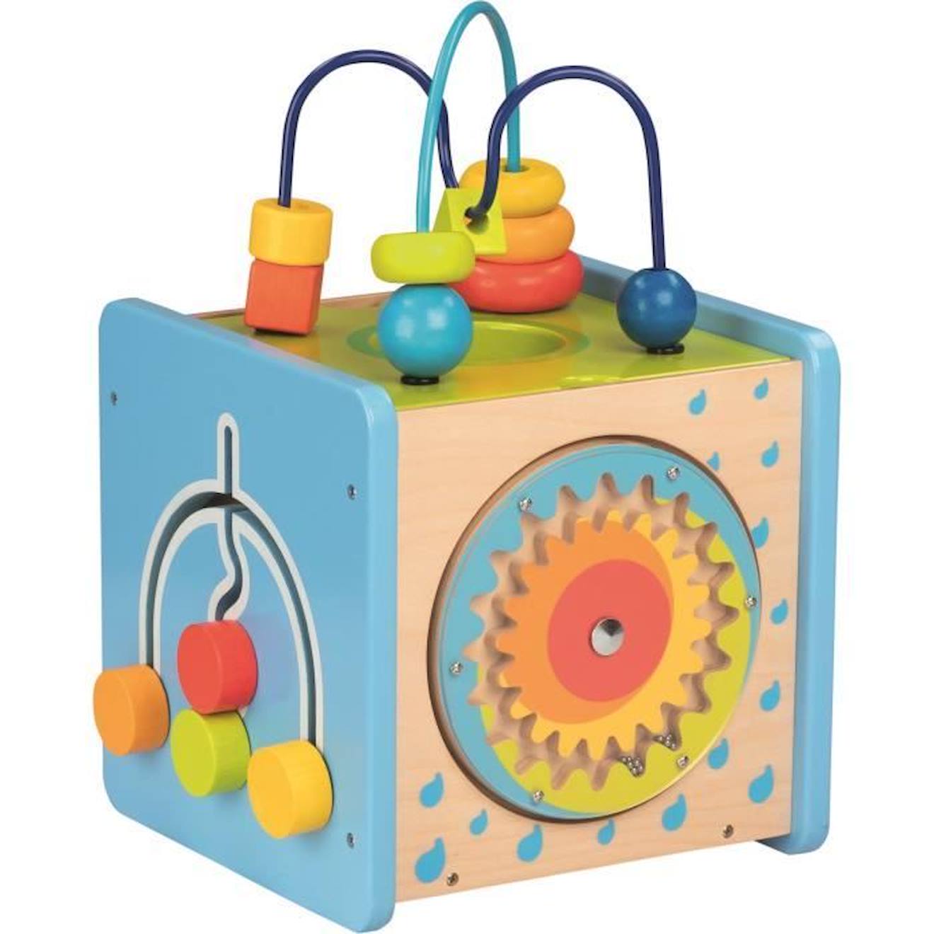 Cube D'activités En Bois Goki - Pour Enfant De 3 Mois Et Plus - Multicolore - 20 X 21,5 X 32,5 Cm Bl