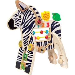 -Jouet d'activité Zèbre Safari - Manhattan Toy - Pour Bébé de 12 mois et plus - Bois Multicolore