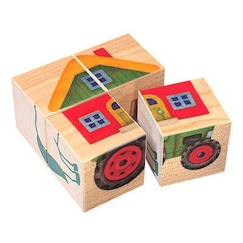 Jouet d'association - SELECTA - Cubes imagés La ferme - 4 cubes en érable - Multicolore - A partir de 24 mois  - vertbaudet enfant