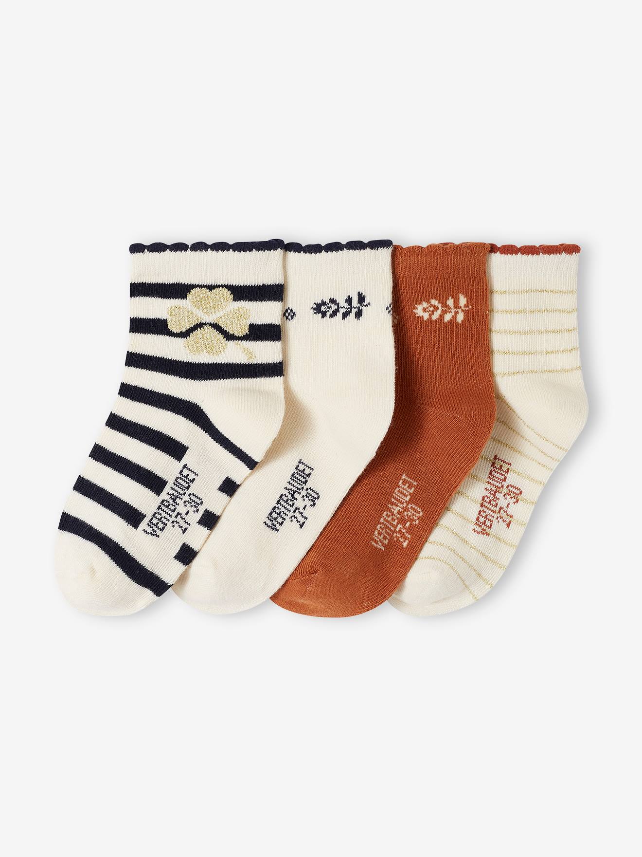 Lot de 4 paires de mi-chaussettes dune fille vanille