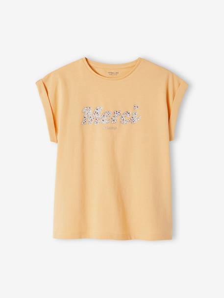 T-shirt à message motifs fleurs fille bleu ciel+écru+jaune pâle+marine 13 - vertbaudet enfant 