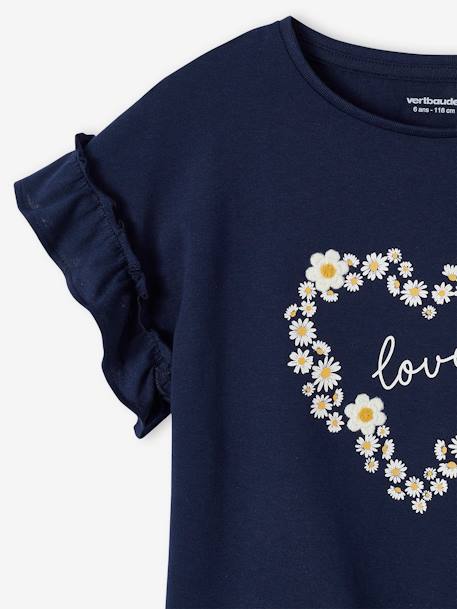 T-shirt fille motif fantaisie manches courtes volantées anthracite+jaune pâle+marine+rose pâle 12 - vertbaudet enfant 