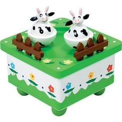 Linge de maison et décoration-Boîte à musique - NEW CLASSIC TOYS - Vaches - Vert - Pour enfants à partir de 3 ans