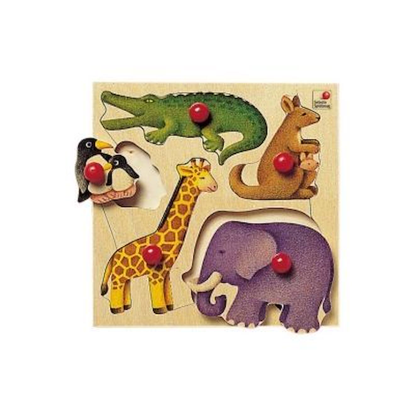 Jeu D'encastrement Zoo - Selecta - 5 Pièces - Pour Enfants De 18 Mois Et Plus - Multicolore Beige