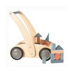 Jouet-Chariot de marche en bois Egmont Toys avec 29 blocs colorés - Mixte - A partir de 12 mois