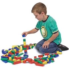 Blocs en bois - MELISSA & DOUG - 100 blocs en 4 couleurs et 9 formes  - vertbaudet enfant