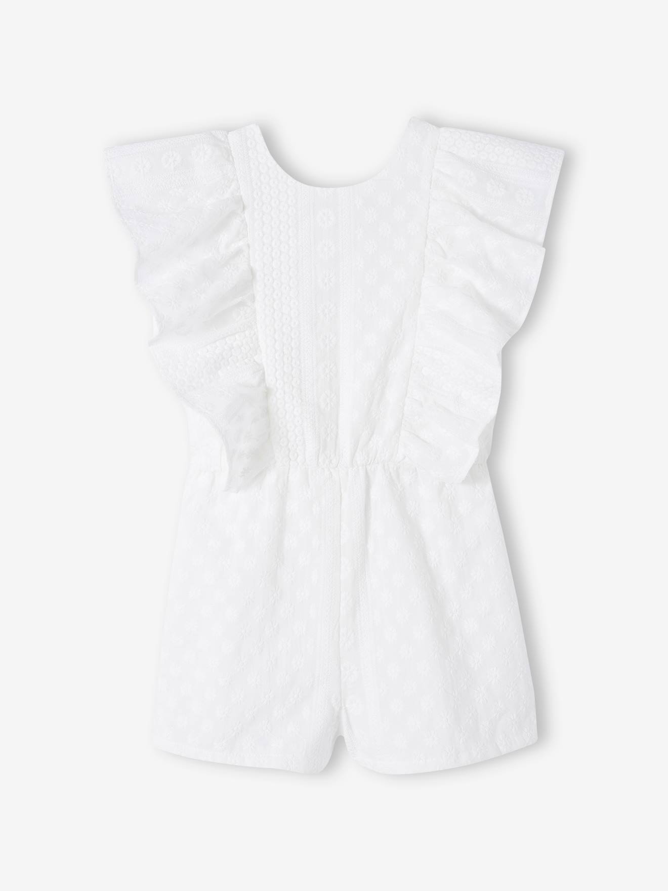 Combishort en broderie anglaise cérémonie fille écru