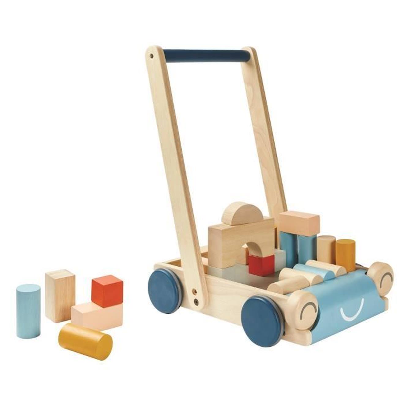 Chariot De Marche Tendresse - Plan Toys - Pour Bébé De 12 Mois Et Plus - 24 Cubes En Bois Inclus Bei