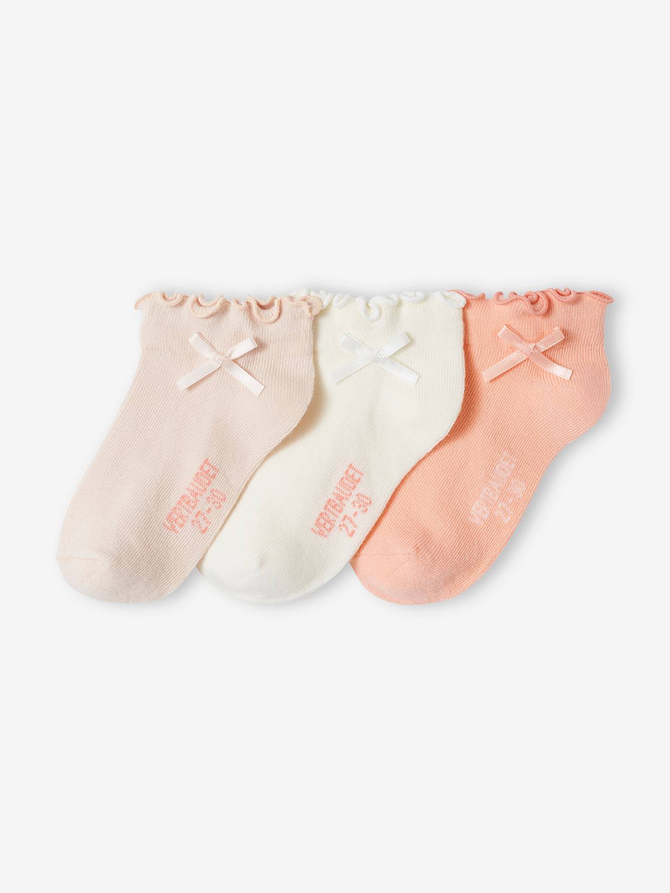 Lot de 3 paires de soquettes fille rose nude