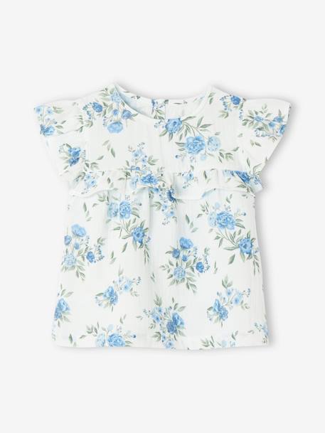 Short Verbaudet Fille 4-6 Ans - Taupe, Motif Papillon Rose Et Noeud - Coton