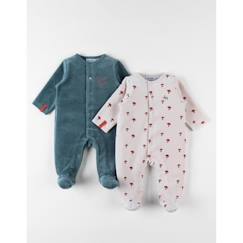 Set de 2 pyjamas dors-bien imprimé champignons en velours  - vertbaudet enfant