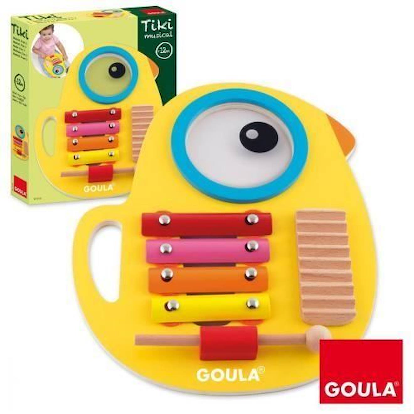Jouet musical - Goula - Tiki musical 3 en 1 - Pour bébé - Mixte jaune -  Goula
