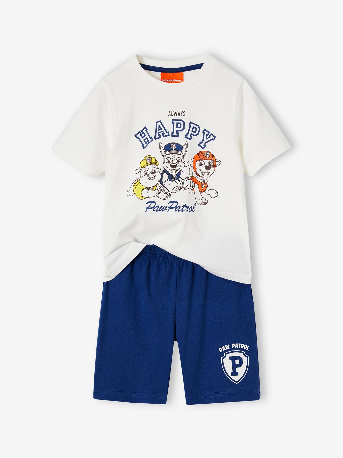 Pyjashort bicolore garçon Pat'Patrouille ecru/bleu roi