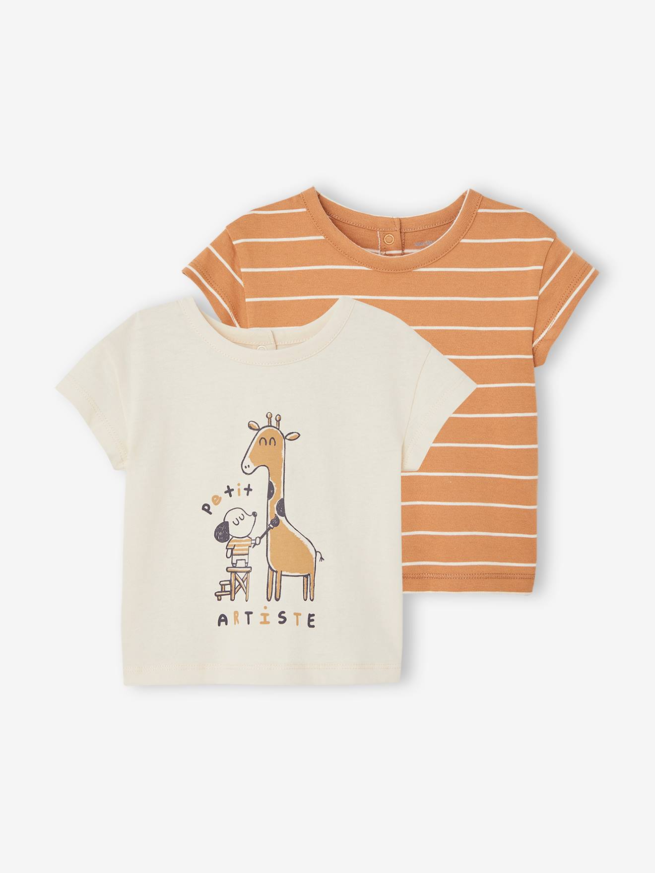Lot de 2 T-shirts Basics bébé manches courtes caramel