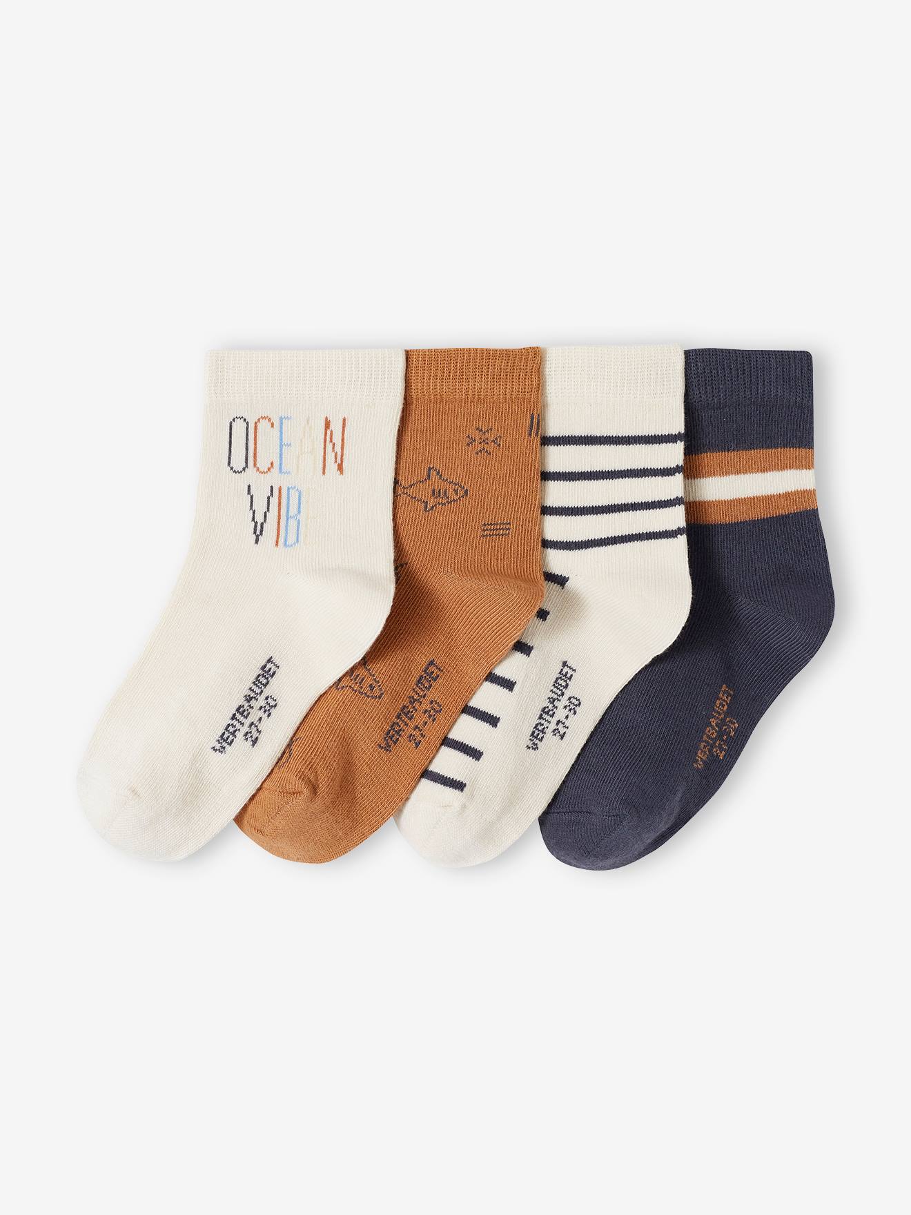 Lot de 4 paires de mi-chaussettes dune garçon blanc chiné