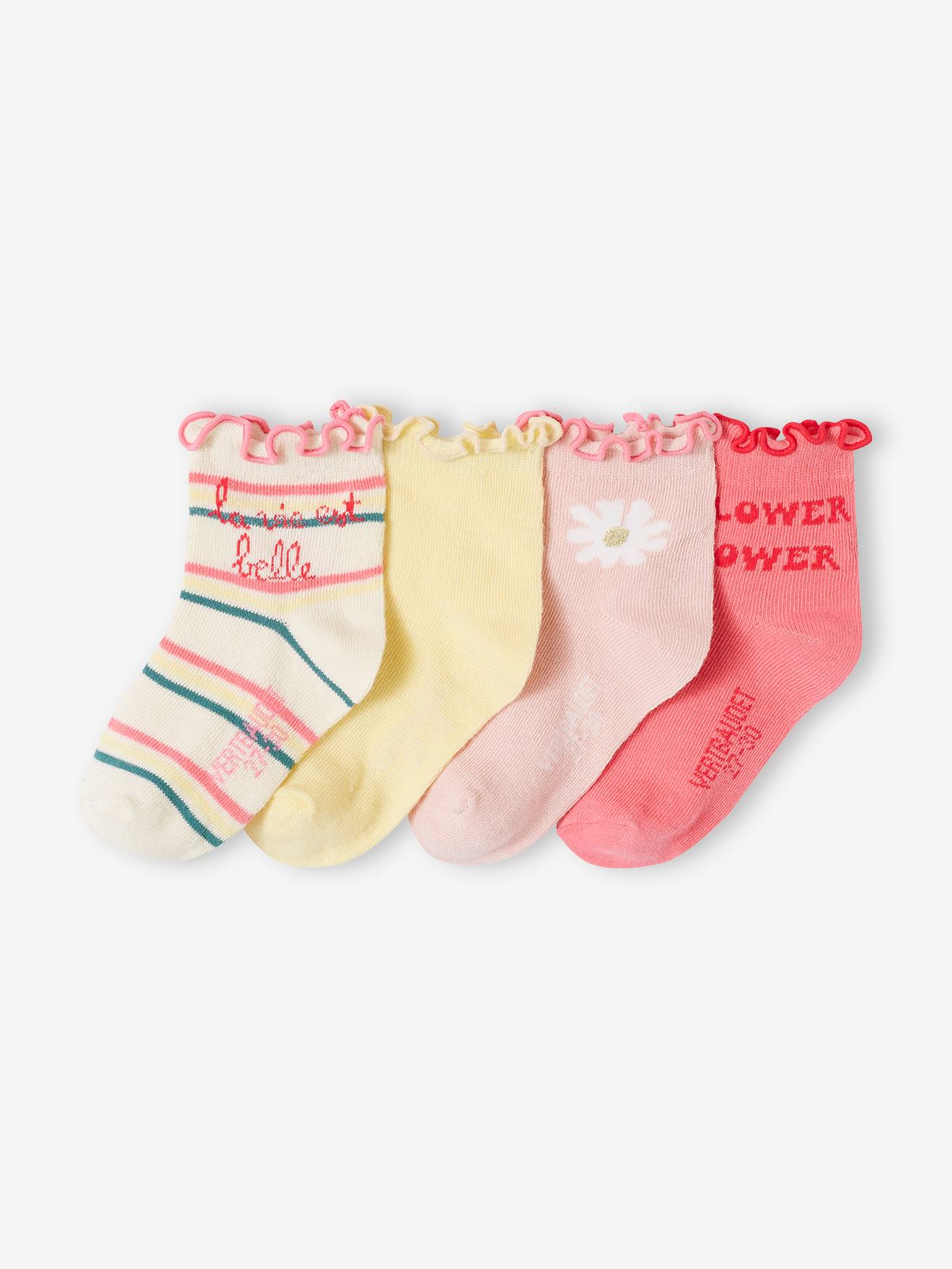 Lot de 4 paires de mi-chaussettes fille écru