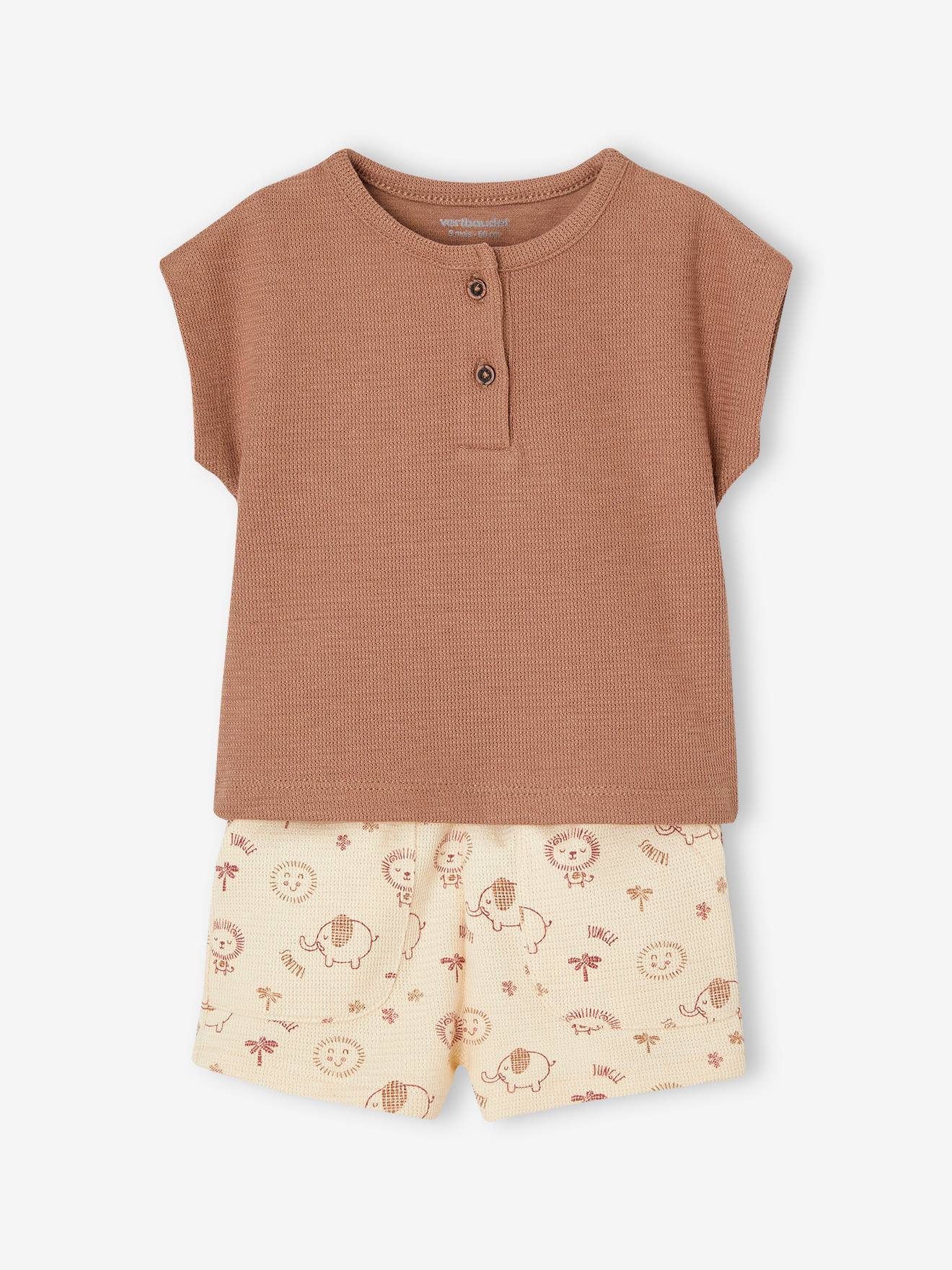 Ensemble naissance : T-shirt tunisien + short bébé moka