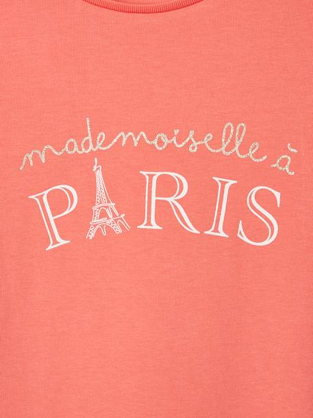 Tee-shirt à message Basics fille bleu ciel+corail+fraise+marine+rose bonbon+rouge+vanille+vert sapin 22 - vertbaudet enfant 