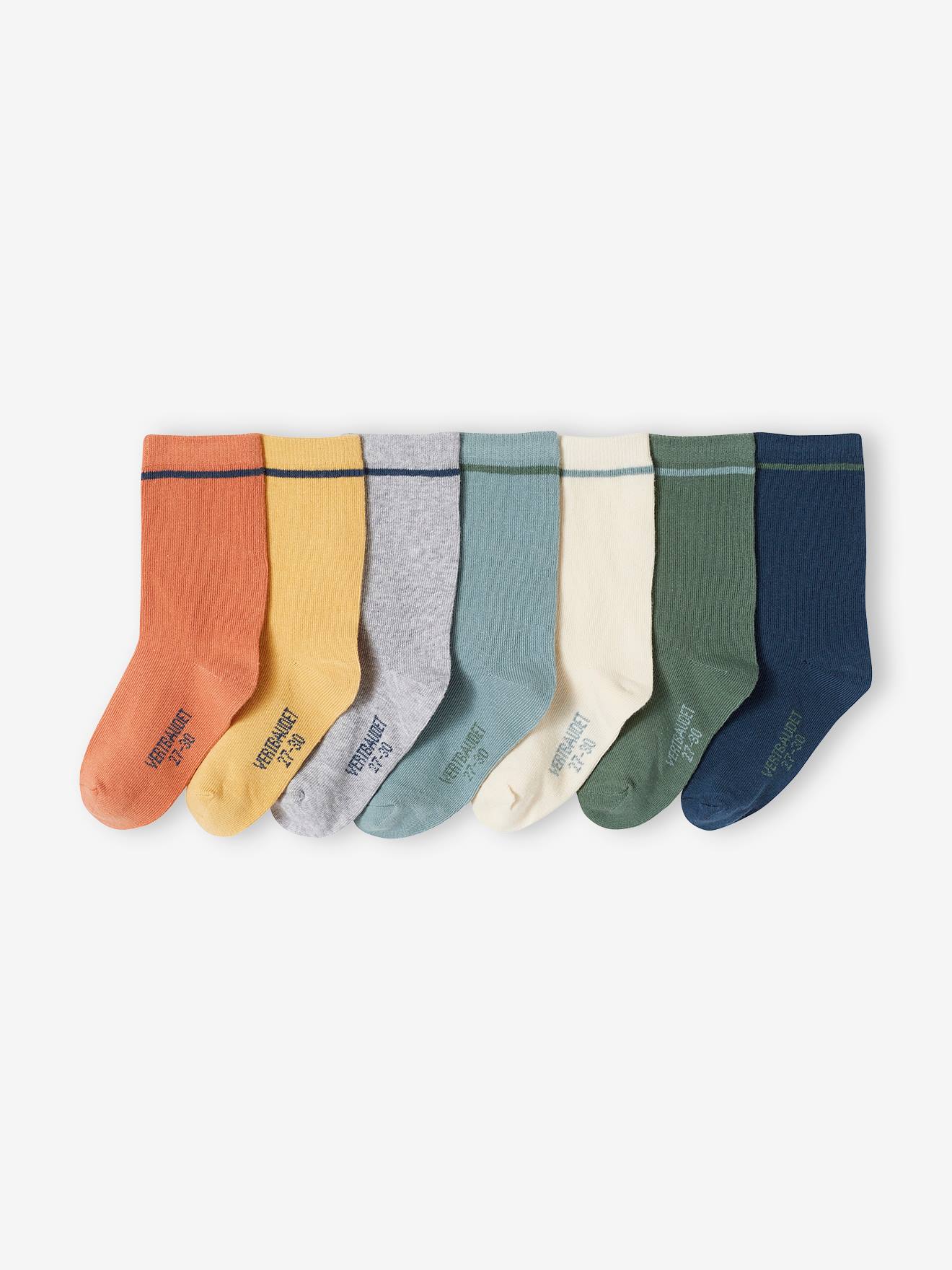 Lot de 7 paires de chaussettes garçon BASICS vert