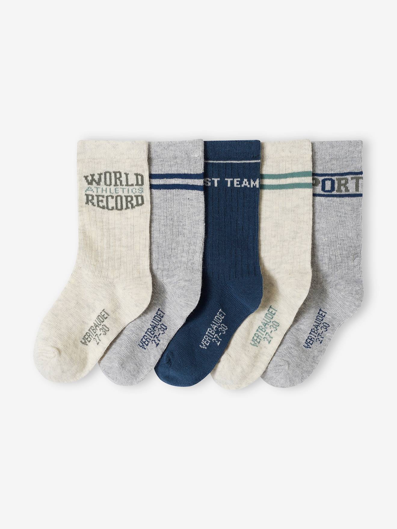 Lot de 5 paires de chaussettes sport garçon blanc chiné